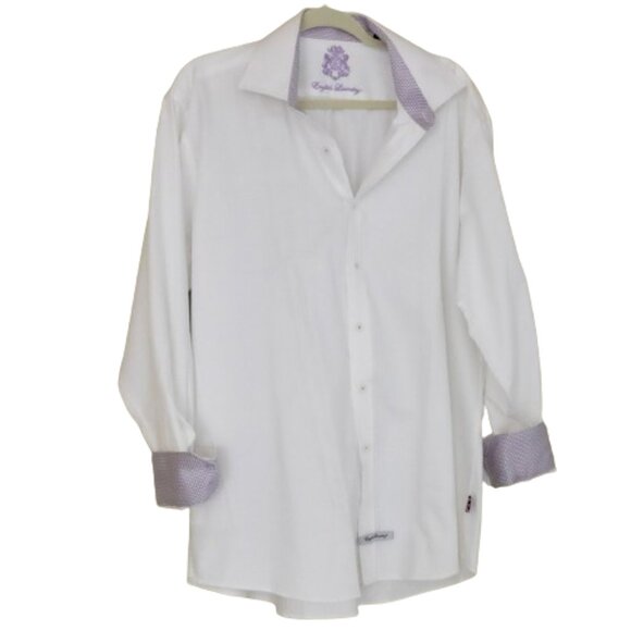 English Laundry White Mens Button-Down Long Sleeved Shirt Flip Cuff NWOT - Picture 5 of 5